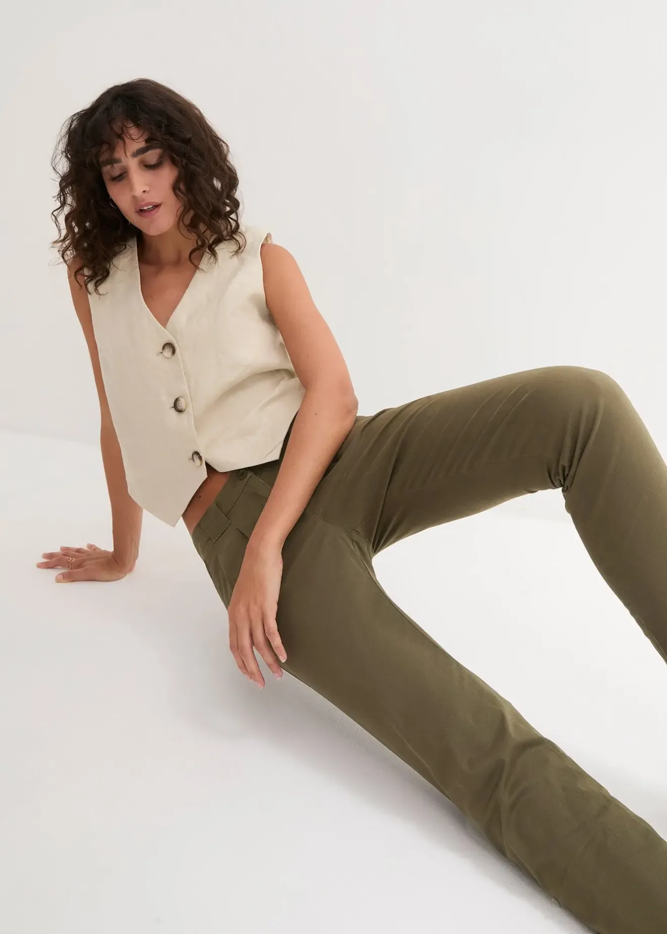 bonprix Pantalon chino extensible|Femme Pantalons