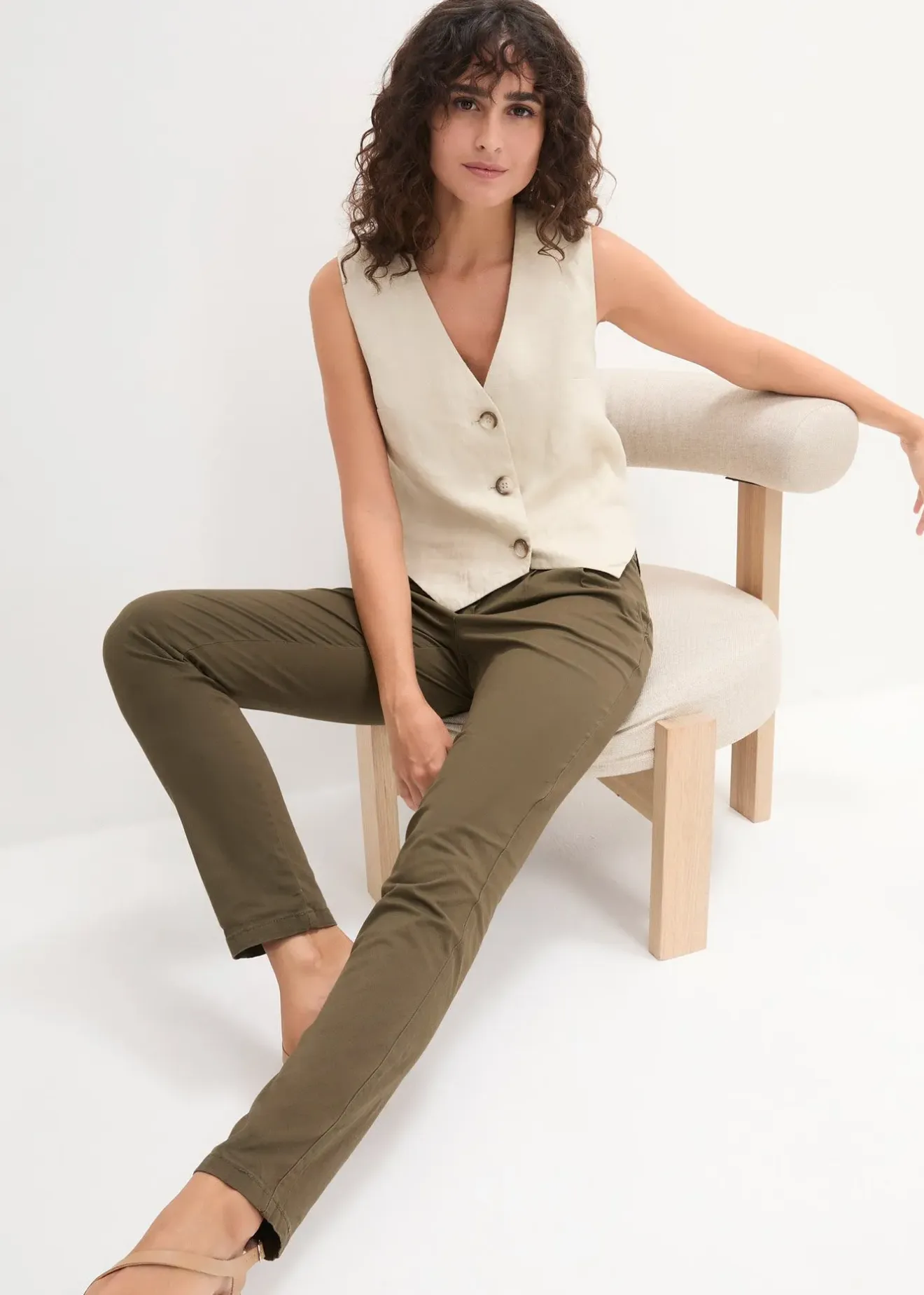 bonprix Pantalon chino extensible|Femme Pantalons