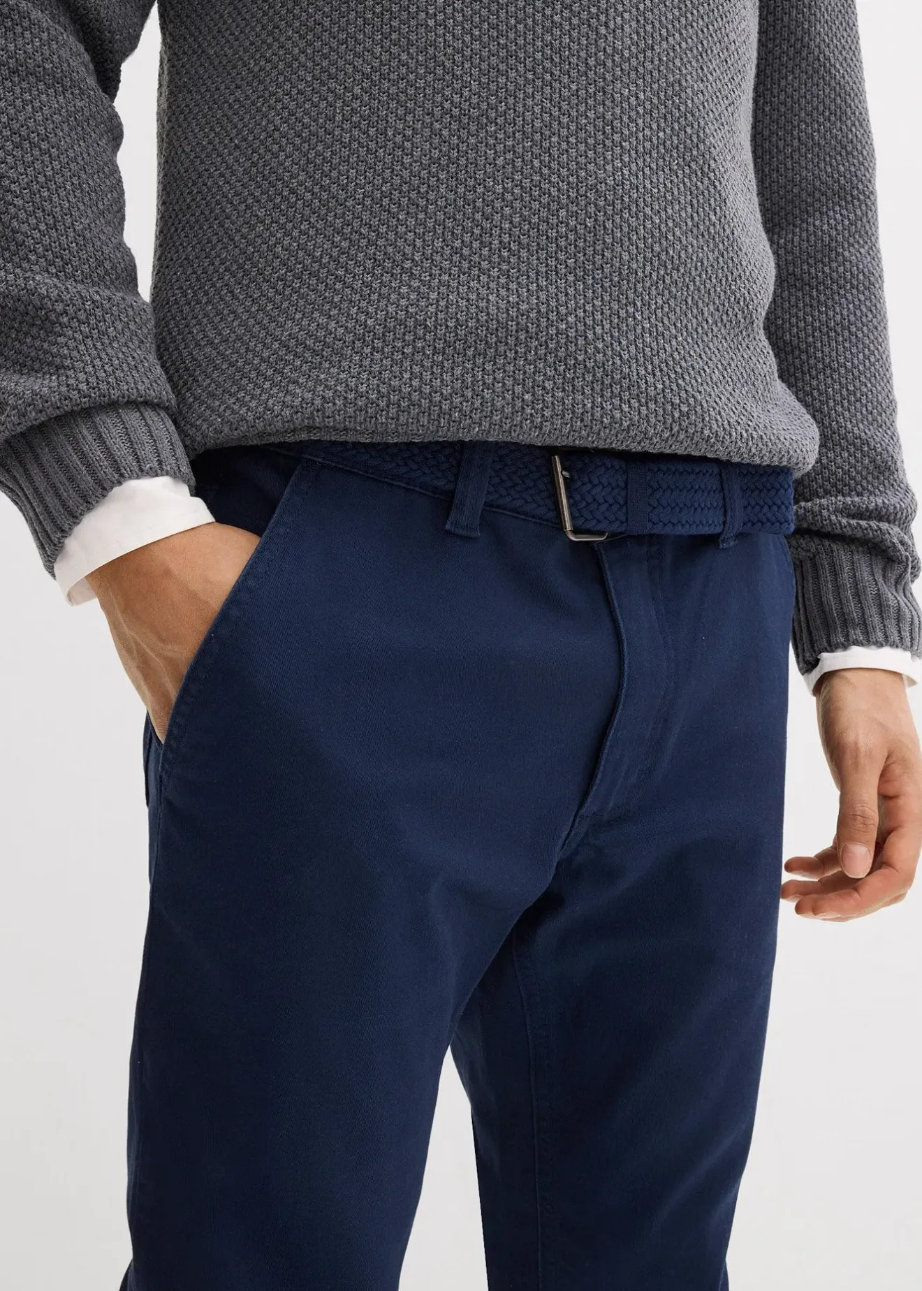 bonprix Pantalon chino extensible regular avec taille élastique et ceinture, droit|Homme Pantalons