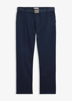 Homme bonprix Pantalons|Pantalon chino regular avec ceinture, taille élastiquée, droit