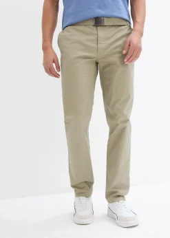 Homme bonprix Pantalons|Pantalon chino regular avec ceinture, taille élastiquée, droit
