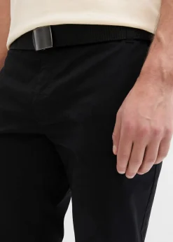 bonprix Pantalon chino regular avec ceinture, taille élastiquée, droit|Homme Pantalons