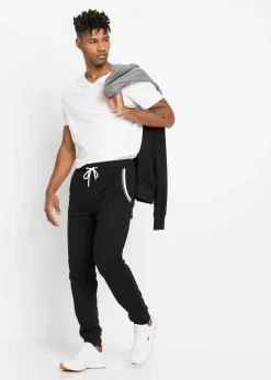 bonprix Pantalon de jogging à détails contrastants, 100% coton|Homme Vêtements De Sport|Sweats