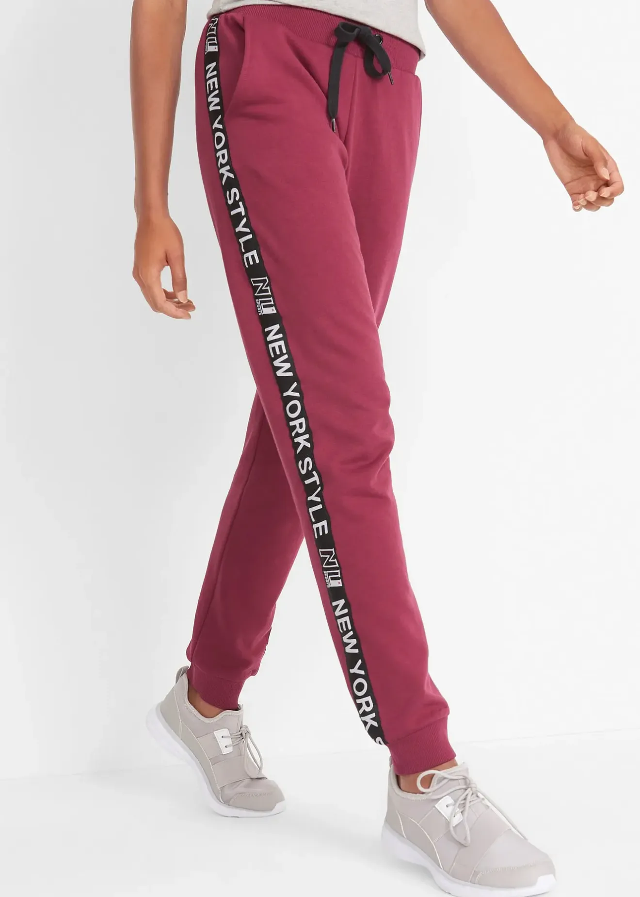 bonprix Pantalon de jogging avec finitions bord-côtes et imprimé|Femme Sweats|Pantalons