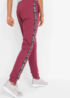 bonprix Pantalon de jogging avec finitions bord-côtes et imprimé|Femme Sweats|Pantalons