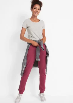 bonprix Pantalon de jogging avec finitions bord-côtes et imprimé|Femme Sweats|Pantalons