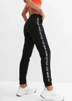 bonprix Pantalon de jogging avec finitions bord-côtes et imprimé|Femme Sweats|Pantalons
