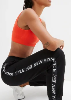 bonprix Pantalon de jogging avec finitions bord-côtes et imprimé|Femme Sweats|Pantalons