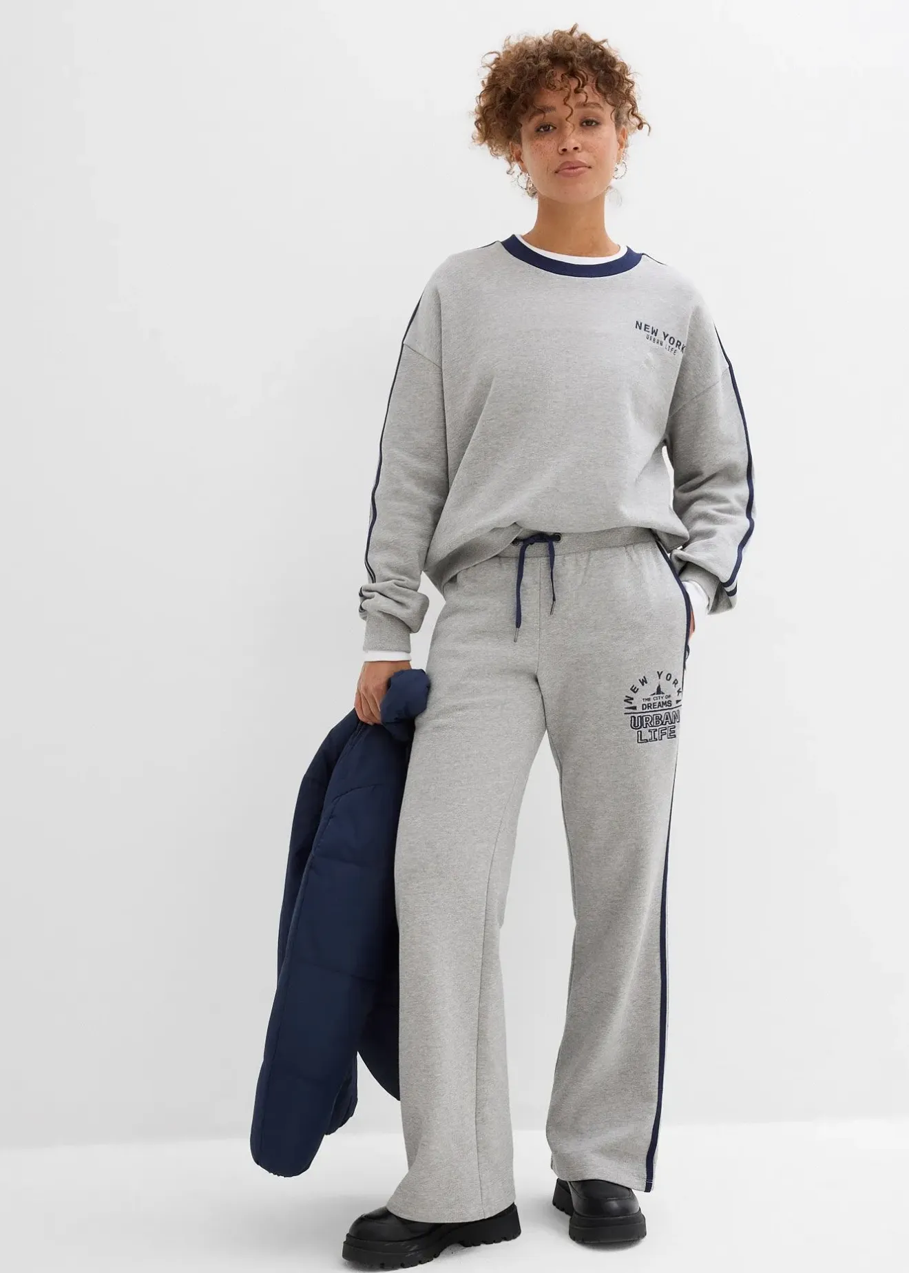 Femme bonprix Sweats|Pantalons|Pantalon de jogging doux en coton mélangé