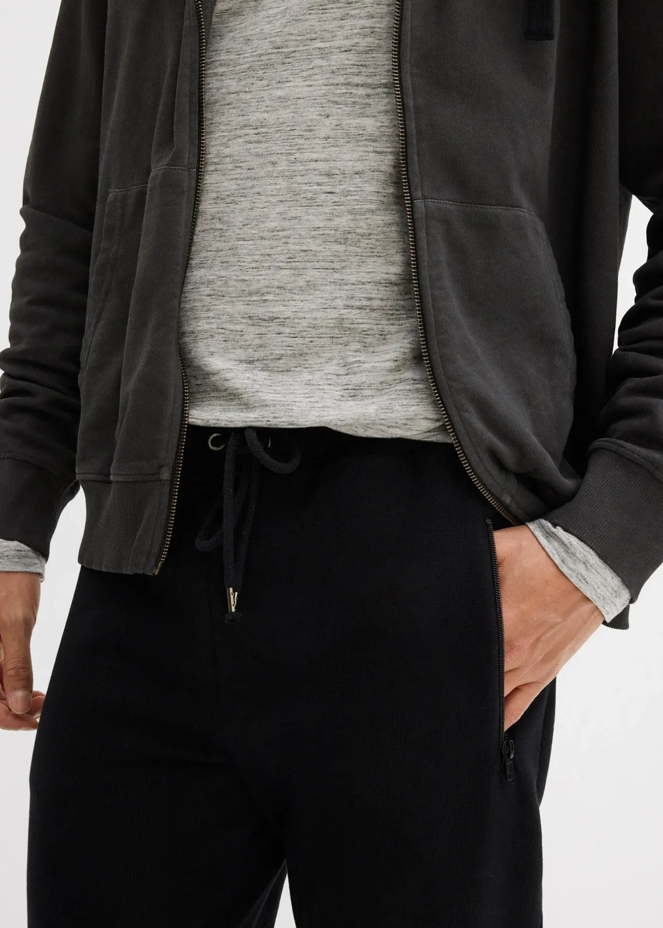 bonprix Pantalon de jogging en coton avec poches zippées pratiques|Homme Vêtements De Sport|Sweats