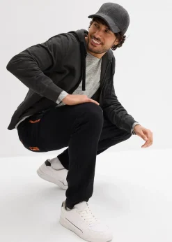 bonprix Pantalon de jogging en coton avec poches zippées pratiques|Homme Vêtements De Sport|Sweats