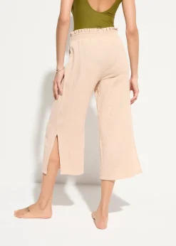 Femme bonprix Vêtements De Plage|Pantalons|Pantalon de plage en gaze de coton, longueur 3/4