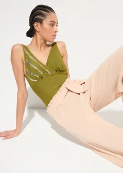 Femme bonprix Vêtements De Plage|Pantalons|Pantalon de plage en gaze de coton, longueur 3/4