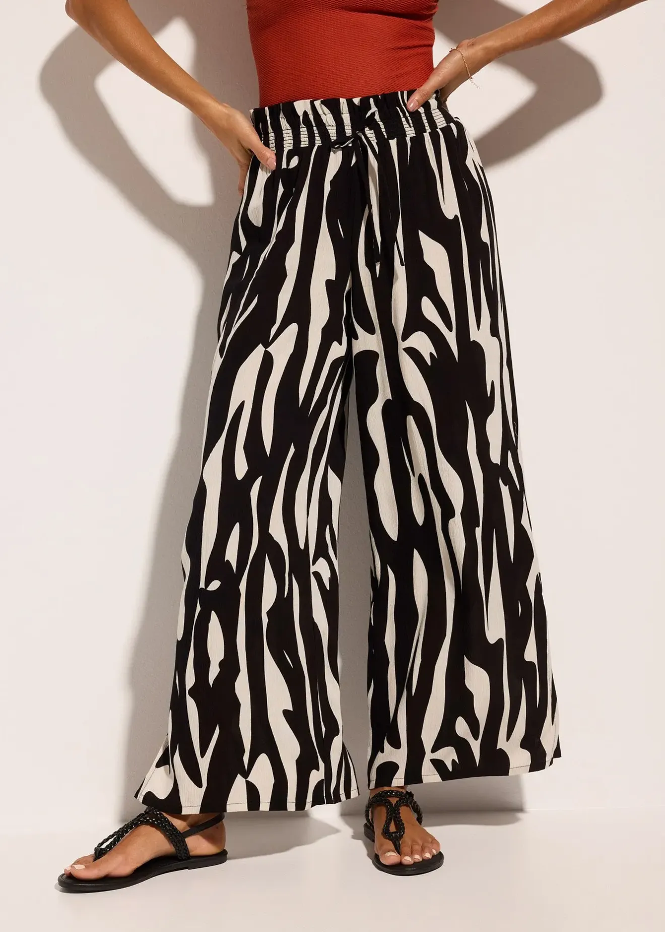 bonprix Pantalon de plage en viscose fluide|Femme Vêtements De Plage|Pantalons