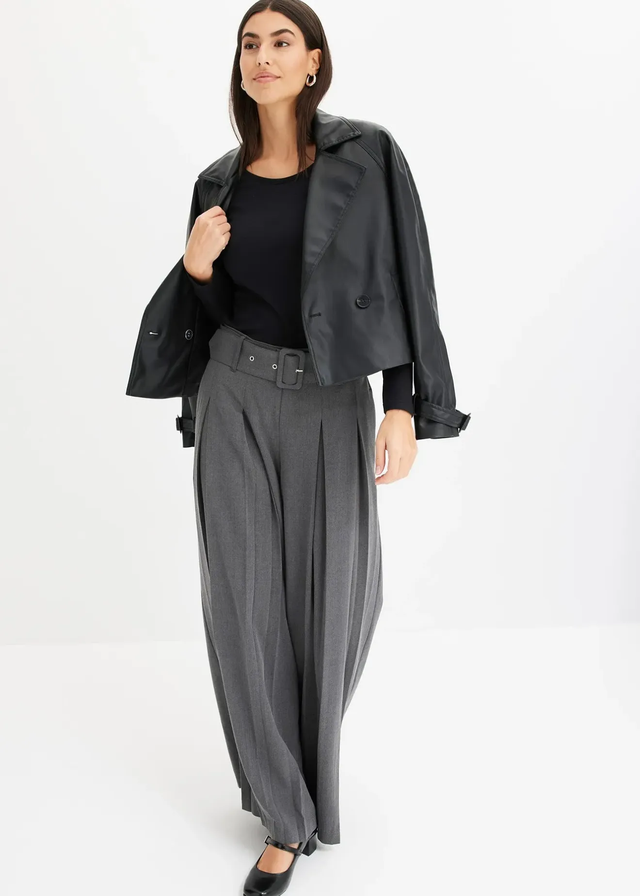 Femme bonprix Tailles Petite|Pantalons|Pantalon de tailleur fluide en viscose mélangée