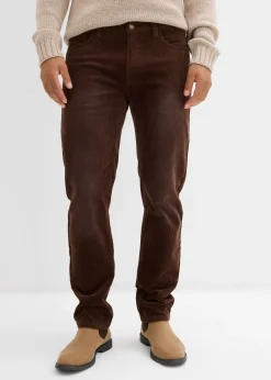 bonprix Pantalon droit en velours côtelé extensible aspect délavé, regular|Homme Pantalons