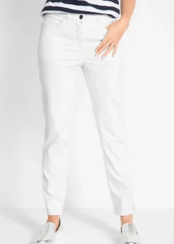 Femme bonprix Pantalons|Pantalon droit et extensible, taille mi-haute