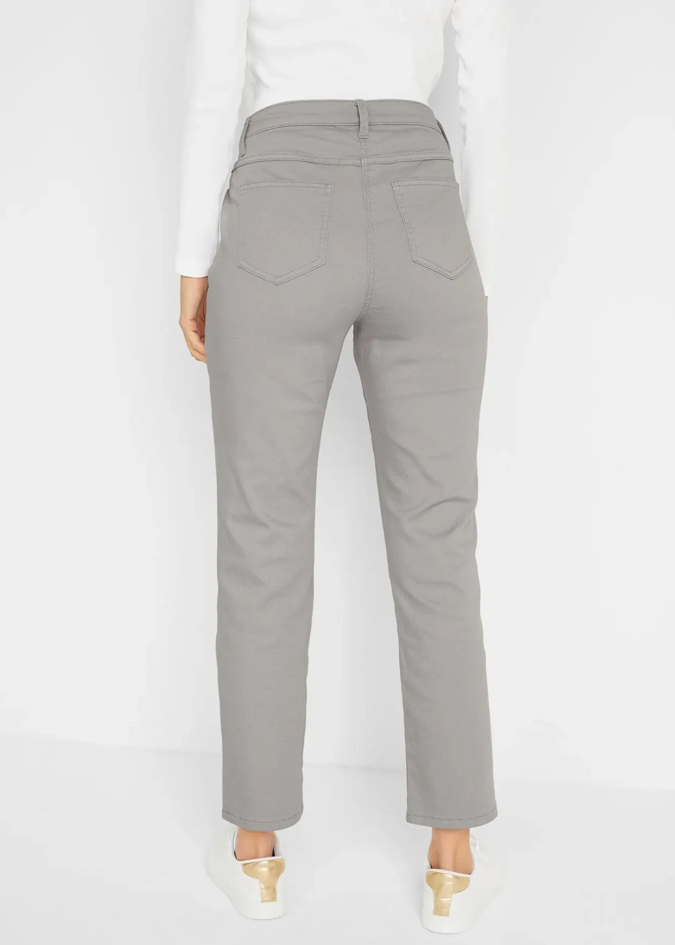 bonprix Pantalon droit et extensible, taille mi-haute|Femme Pantalons