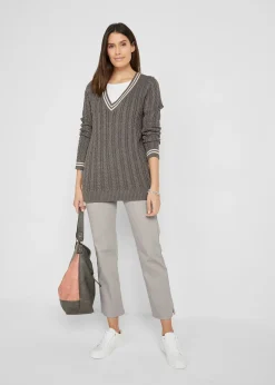 bonprix Pantalon droit et extensible, taille mi-haute|Femme Pantalons