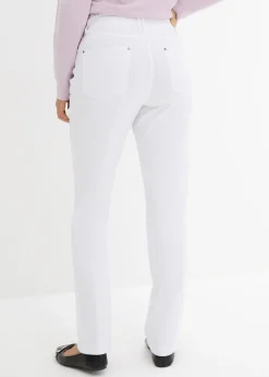 bonprix Pantalon droit extensible en bengaline, taille élastiquée|Femme Pantalons