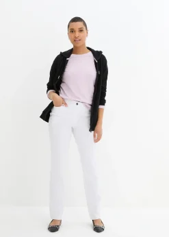 bonprix Pantalon droit extensible en bengaline, taille élastiquée|Femme Pantalons