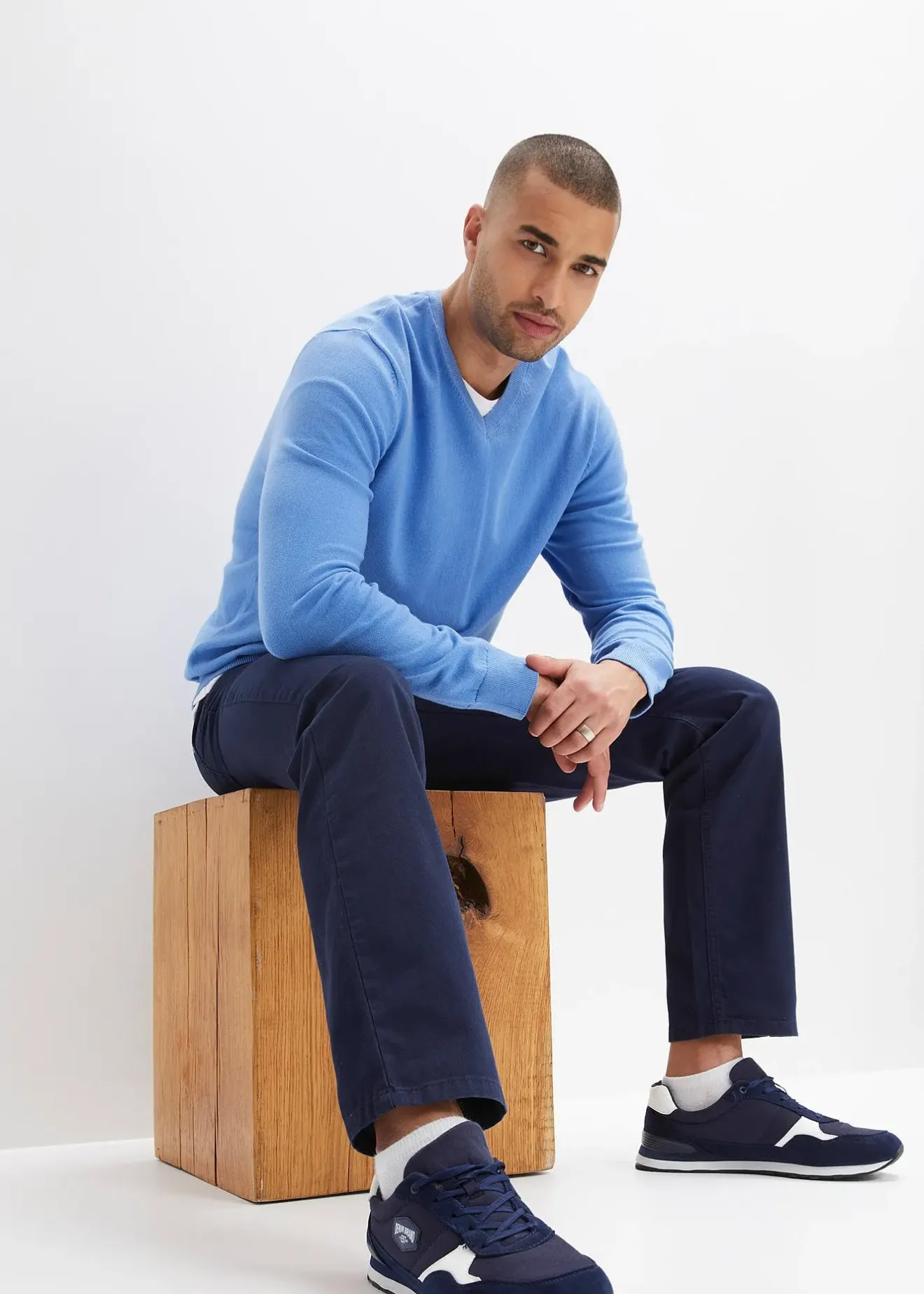 bonprix Pantalon droit taillé élastiquée 100% coton, Regular|Homme Pantalons