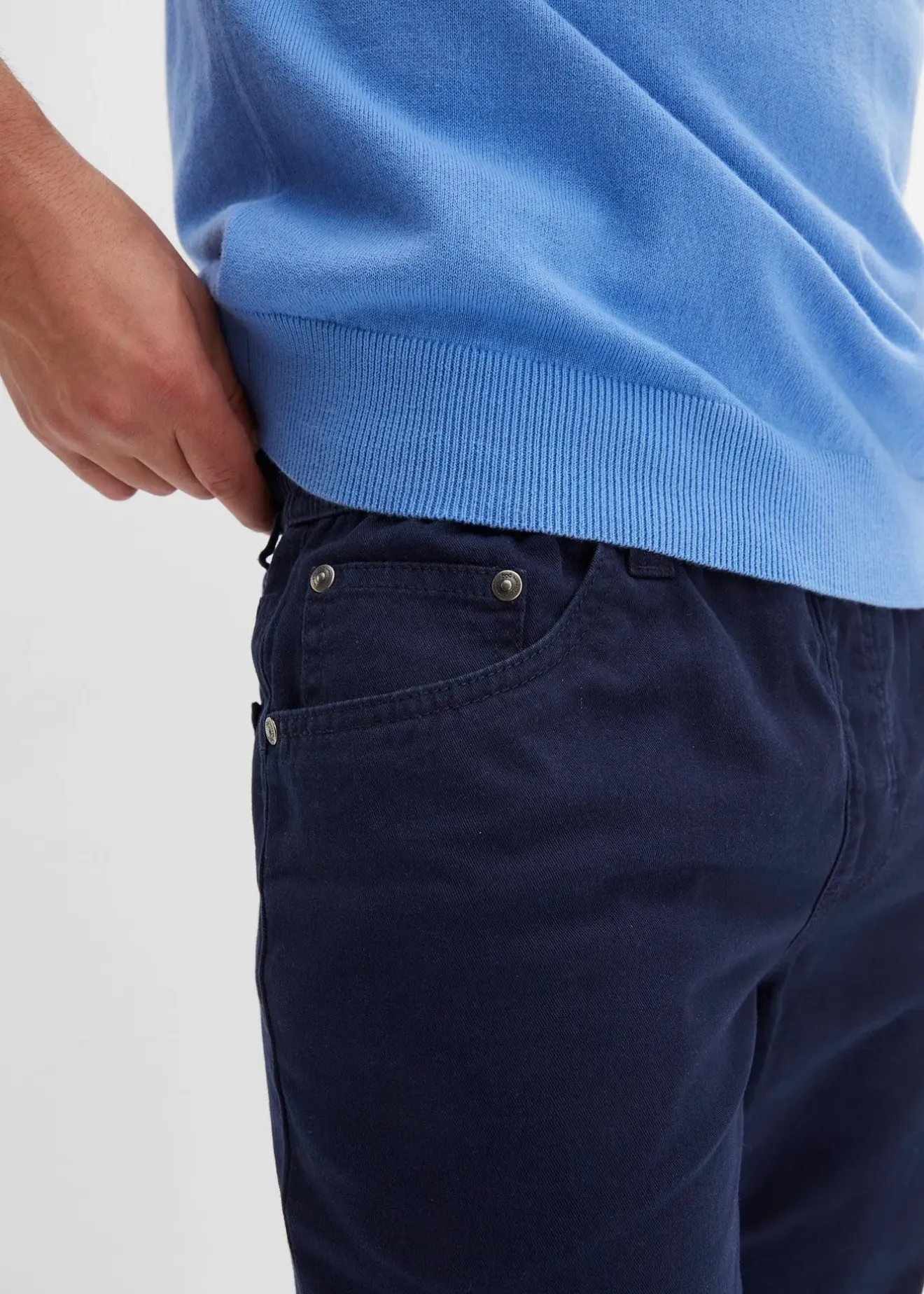 bonprix Pantalon droit taillé élastiquée 100% coton, Regular|Homme Pantalons