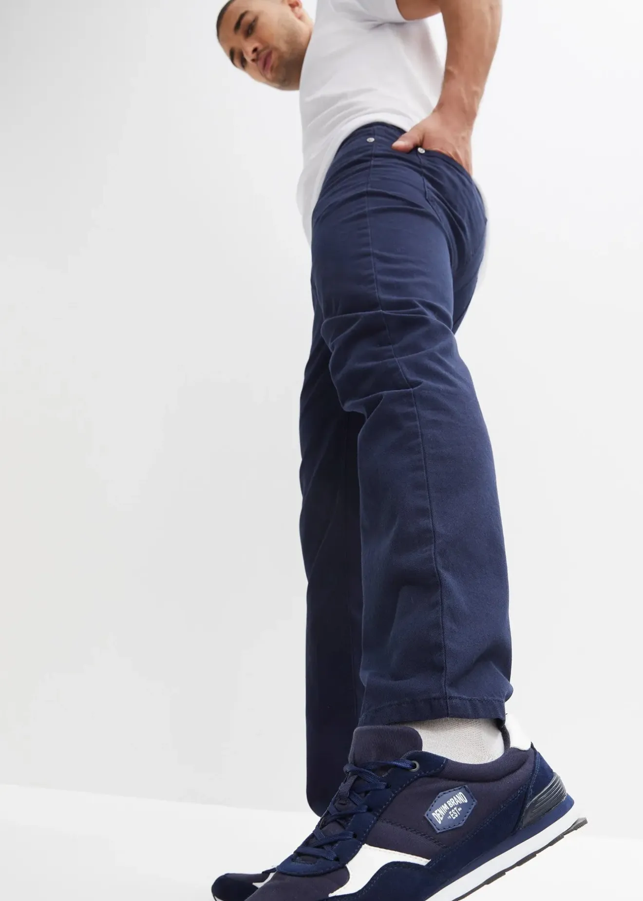 bonprix Pantalon droit taillé élastiquée 100% coton, Regular|Homme Pantalons