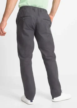 bonprix Pantalon droit taille élastiquée en lin majoritaire, regular|Homme Pantalons