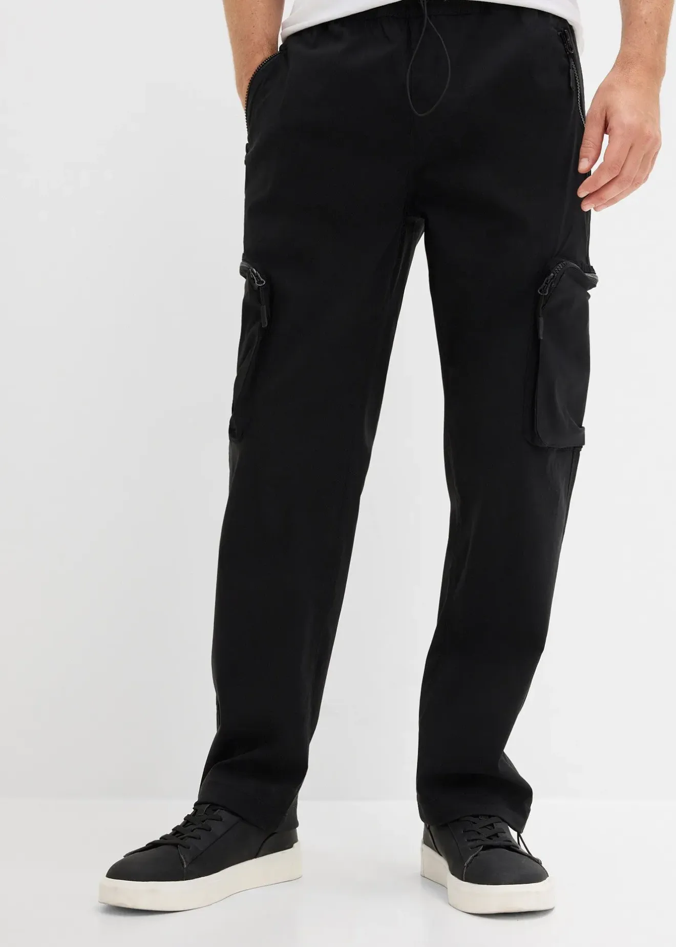 bonprix Pantalon droit très extensible à poches cargo zippées, regular|Homme Pantalons