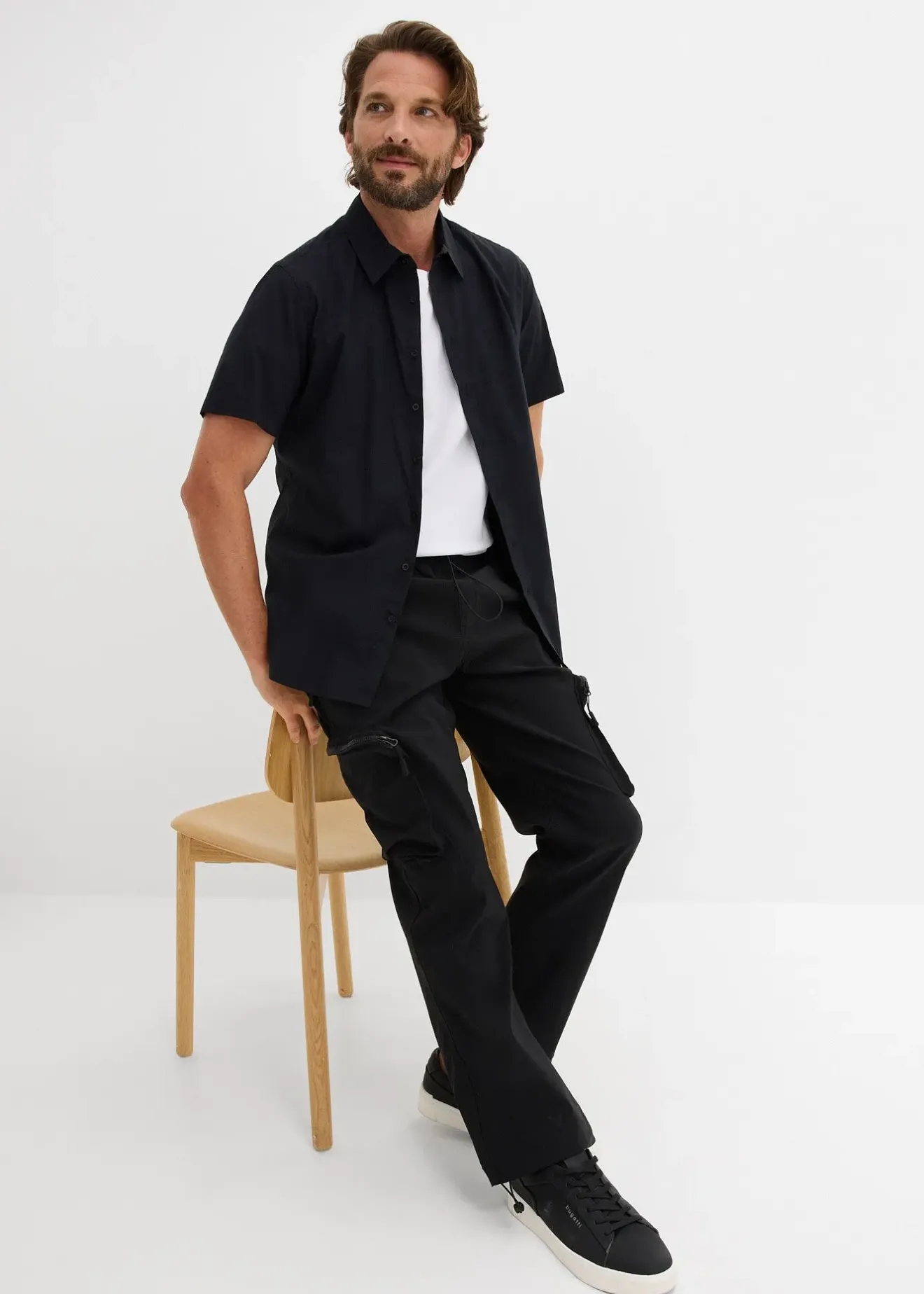 bonprix Pantalon droit très extensible à poches cargo zippées, regular|Homme Pantalons