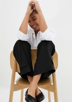 Femme bonprix Pantalons|Tailles Petite|Pantalon en bengaline extensible à taille élastiquée