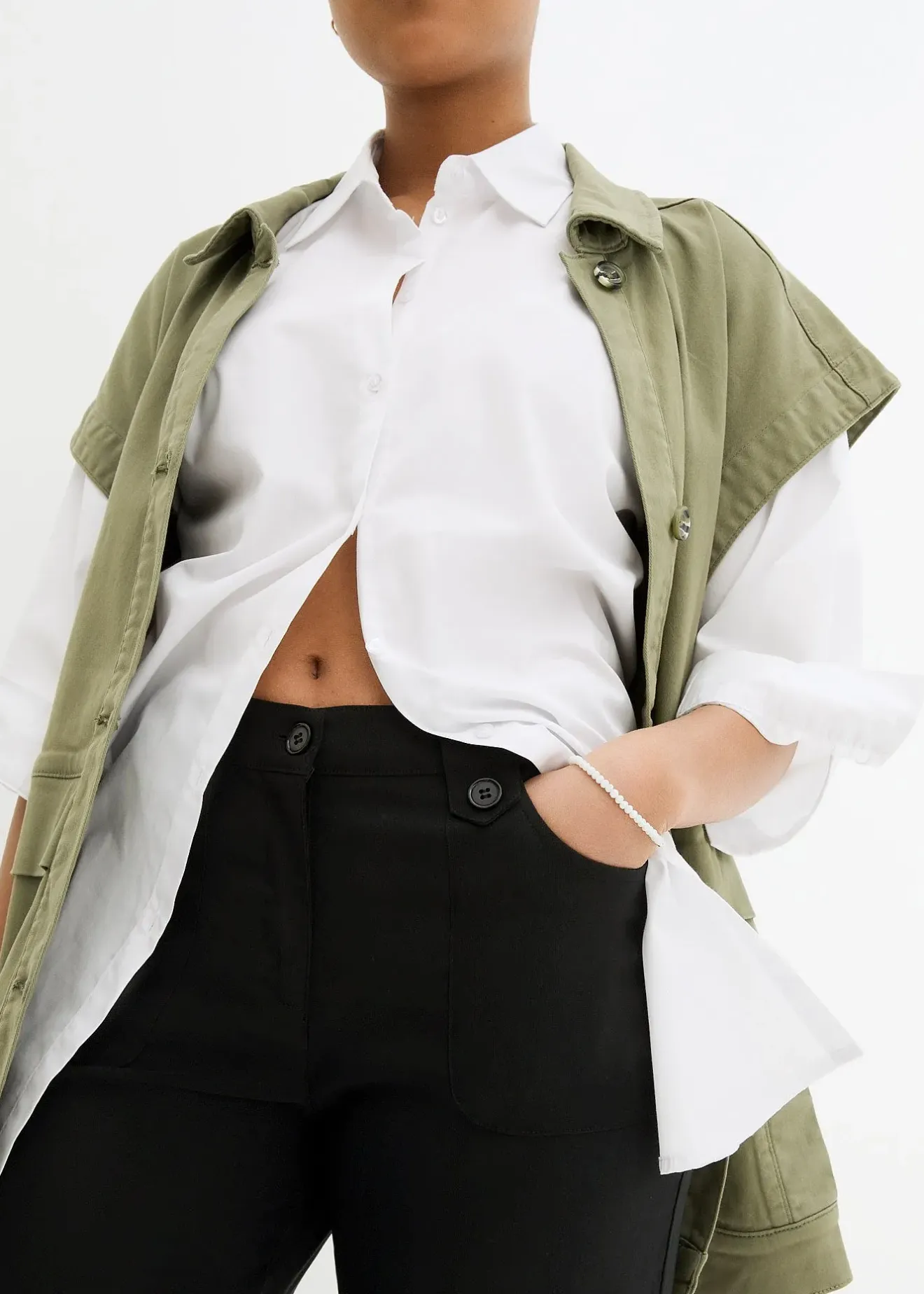 Femme bonprix Pantalons|Tailles Petite|Pantalon en bengaline extensible à taille élastiquée