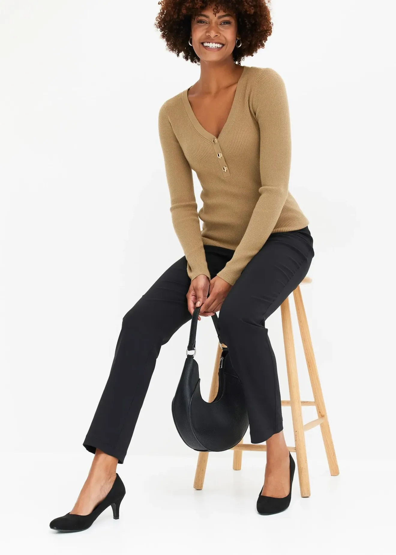 bonprix Pantalon en bengaline extensible|Femme Tailles Petite