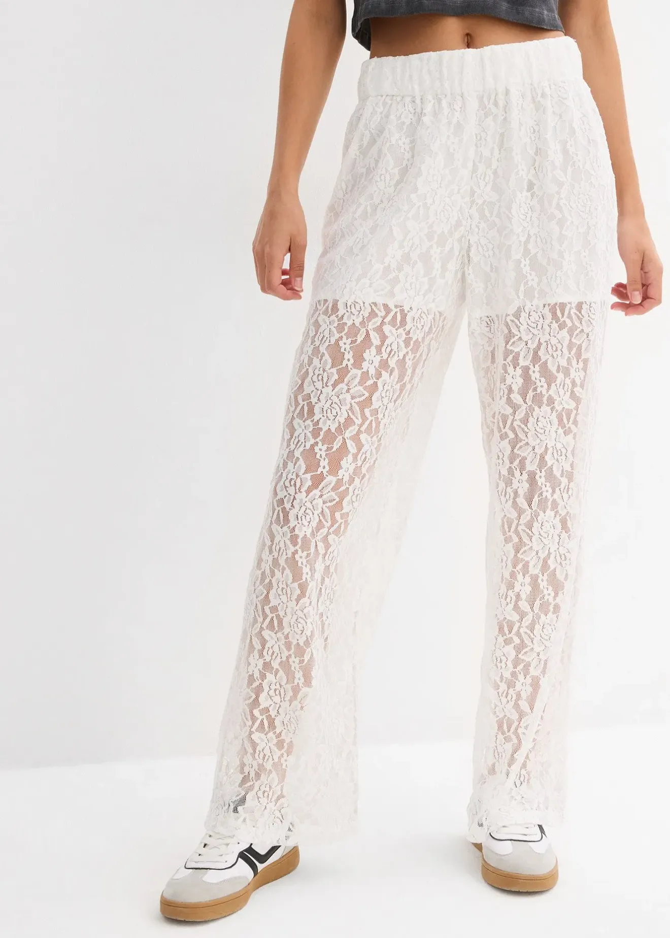 bonprix Pantalon en dentelle à taille élastiquée|Femme Pantalons