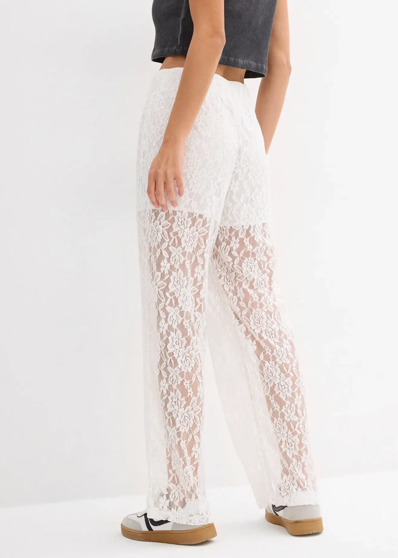 bonprix Pantalon en dentelle à taille élastiquée|Femme Pantalons