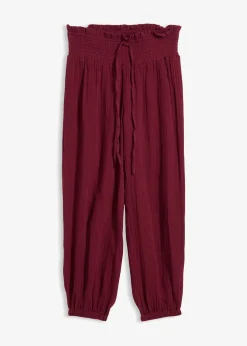 bonprix Pantalon en gaze de coton avec ceinture smockée|Femme Pantalons