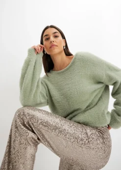 bonprix Pantalon en jersey à sequins|Femme Pantalons