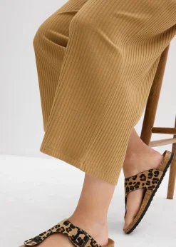 Femme bonprix Pantalons|Pantalon en jersey côtelé à taille élastiquée