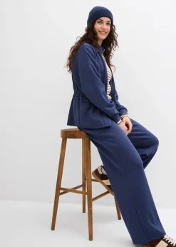 bonprix Pantalon en jersey néoprène à pinces|Femme Sweats|Pantalons