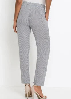 bonprix Pantalon en lin mélangé, taille élastiquée|Femme Pantalons