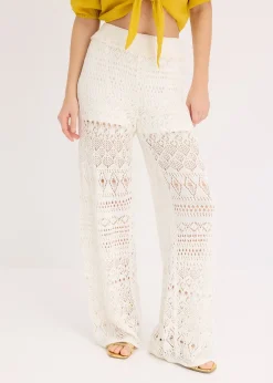 bonprix Pantalon en maille ajourée à taille élastiquée|Femme Pantalons