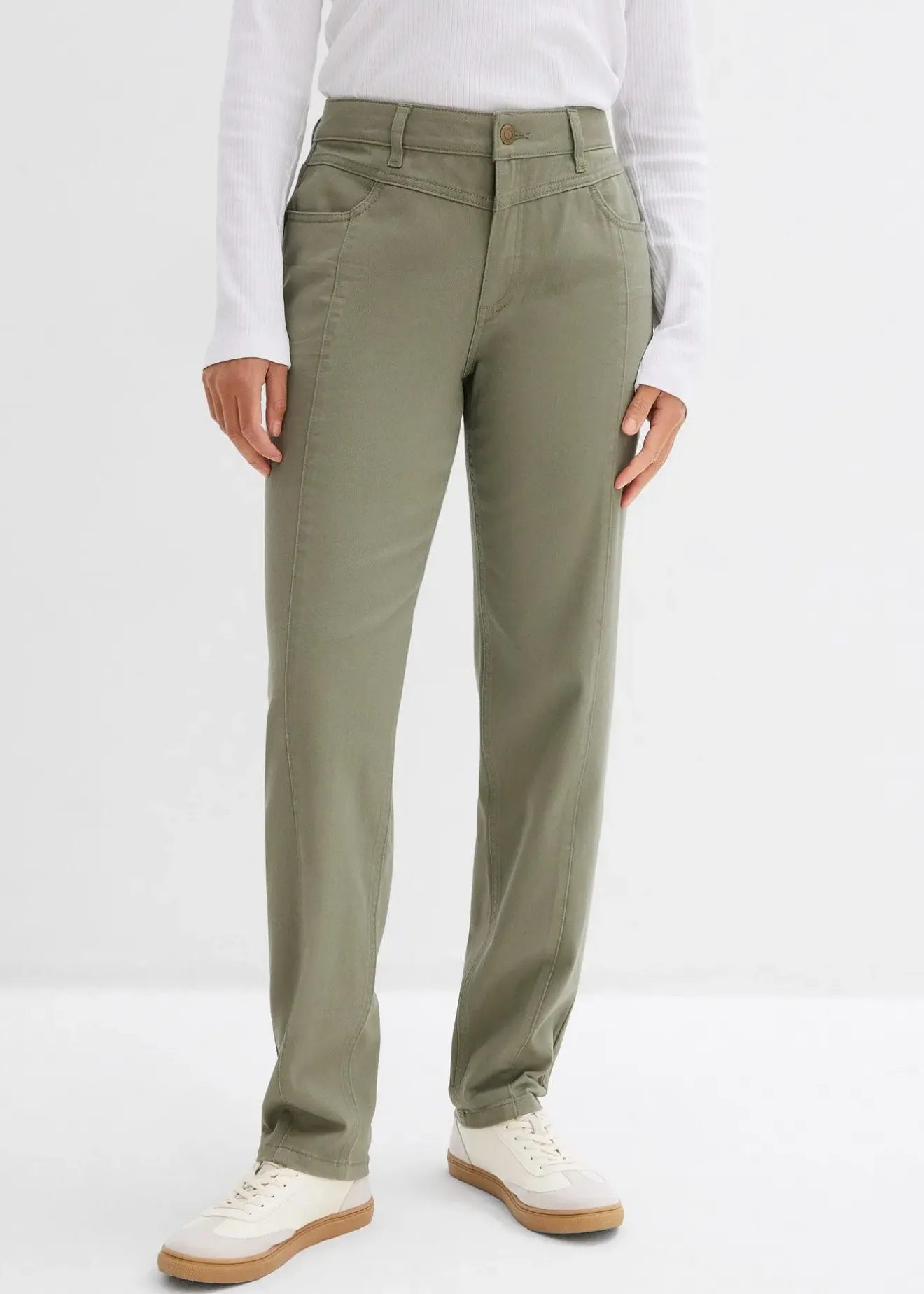 bonprix Pantalon en twill coton élasthanne|Femme Pantalons