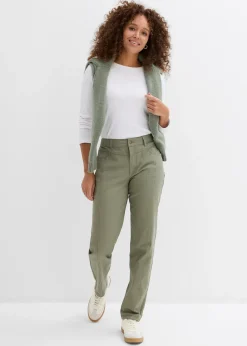 bonprix Pantalon en twill coton élasthanne|Femme Pantalons