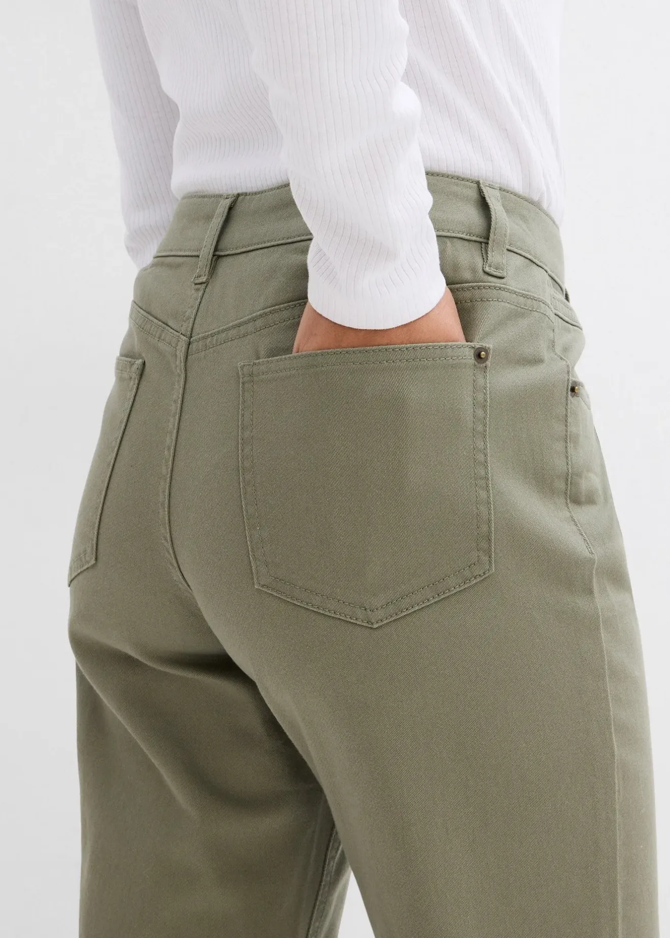 bonprix Pantalon en twill coton élasthanne|Femme Pantalons