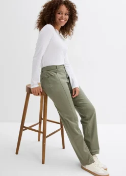 bonprix Pantalon en twill coton élasthanne|Femme Pantalons