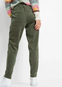 Femme bonprix Pantalons|Pantalon en velours côtelé à taille élastiquée