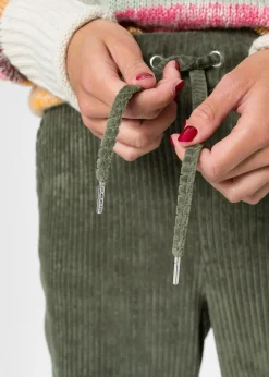 Femme bonprix Pantalons|Pantalon en velours côtelé à taille élastiquée