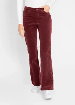Femme bonprix Pantalons|Pantalon en velours côtelé extensible avec taille haute confortable
