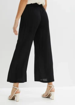 bonprix Pantalon en viscose, taille élastiquée|Femme Tailles Petite